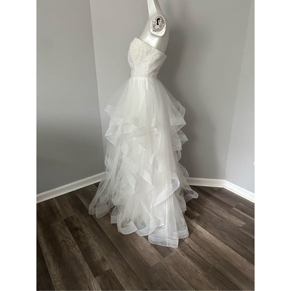 BASIX BLACK LABEL D1427L PEARL TIERED STRAPLESS GOWN US 10 $490 - Picture 7 of 12